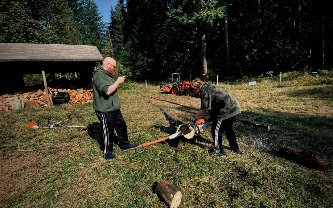 Teach Your Children Well - Our 15-year-old grandson got his first lesson on the chainsaw today. With our son coaching him and recording for posterity, I kept thinking of my dad and woodcutting during my youth and the years my son accompanied us on our own firewood adventures. Heating with wood takes a lot of work and commitment. The reward is a cozy home on the coldest days...and moments like this.