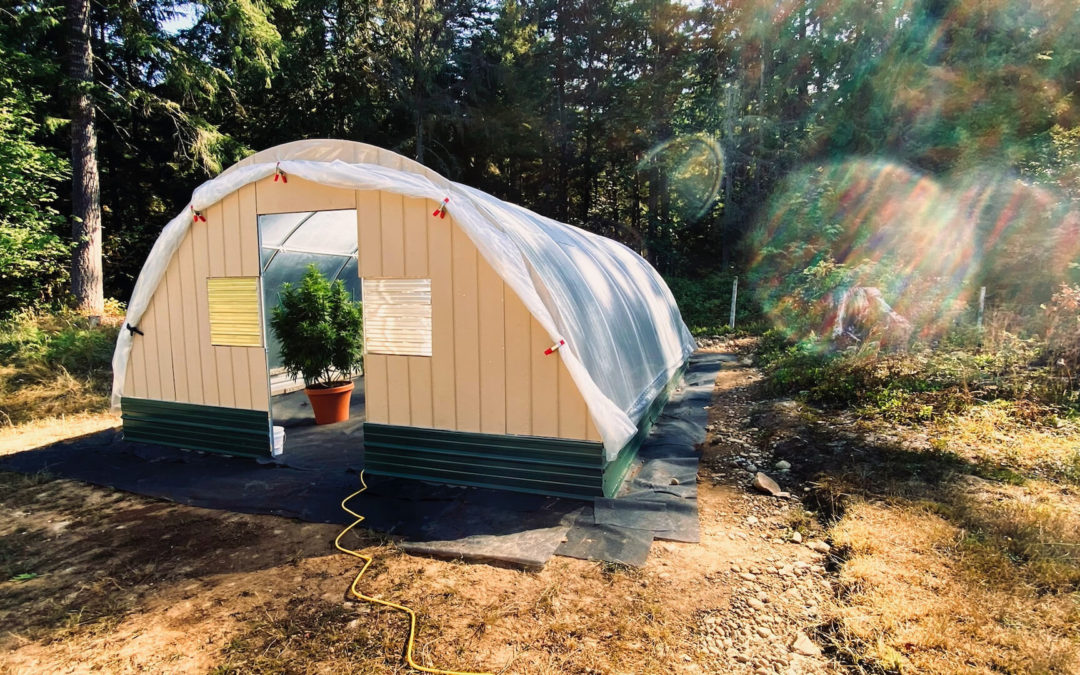 Hoophouse Update - Still lots to do: cut away excess plastic, hang door, add trim around vents and door, add raised beds, spread gravel, etc. But it's to the point we can actually use it. Amazed.