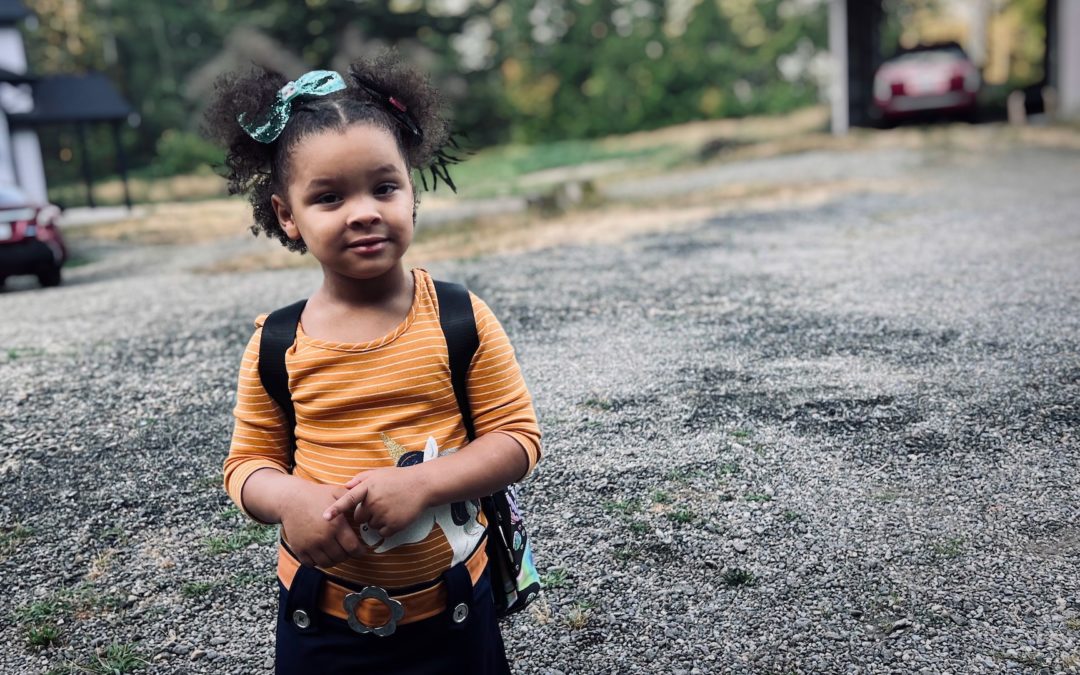 Turn The Page - This is our youngest grandchild headed off to her first day of Montessori school. The same school where her grandmother was a teacher and her father a student so long ago. My brain and heart are having a hard time taking it all in.