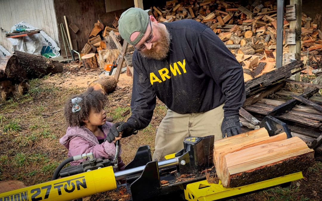 Firewood Session - Our son, grandson and our youngest granddaughter worked on firewood with me today. It was her first session. She's a natural.